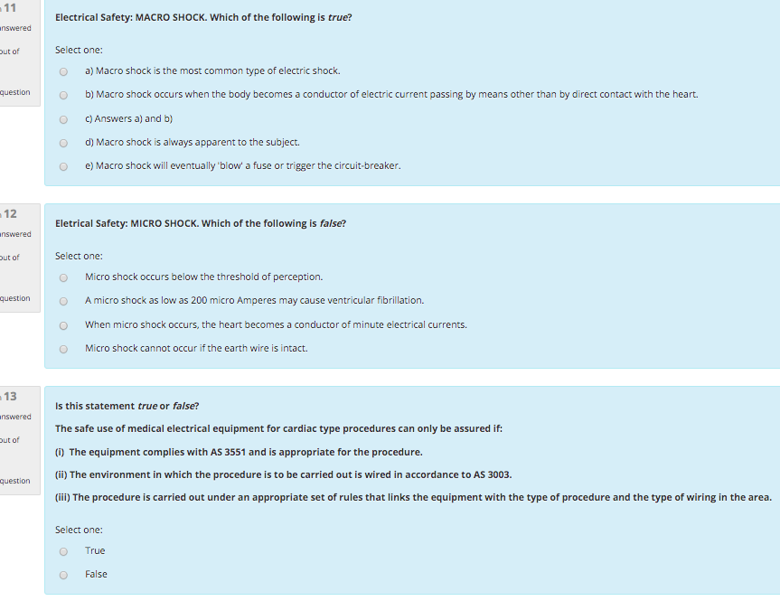 Solved Electrical Safety MACRO SHOCK. Which of the