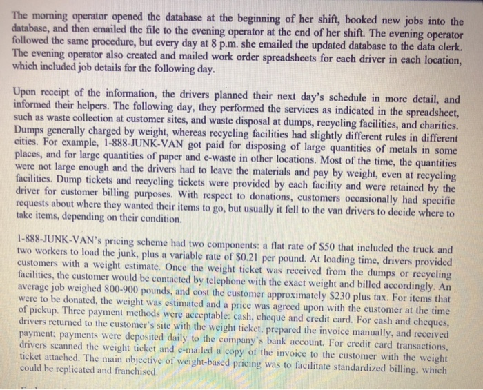 Part 1 Read the 1-888-Junk-Van case (in your Harvard | Chegg.com