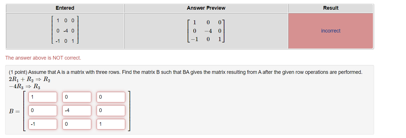 Solved 1 point Assume that A is a matrix with three rows