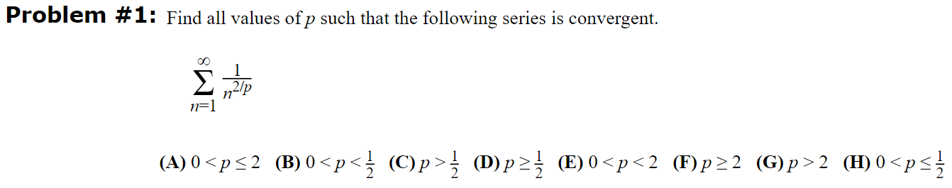 Solved Problem #1: Find all values of p such that the | Chegg.com