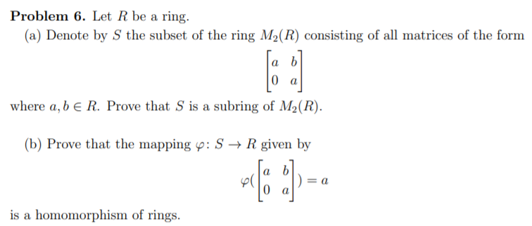 Solved Problem 6. Let R be a ring. (a) Denote by S the | Chegg.com