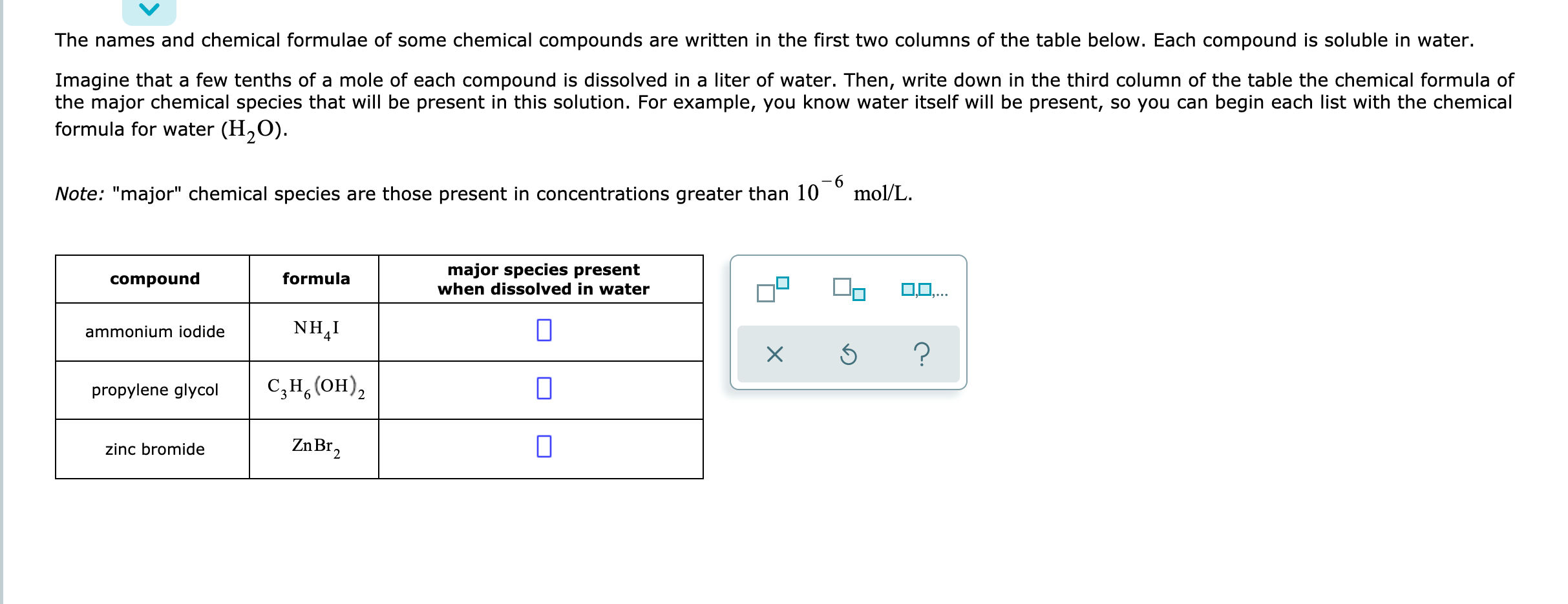 Solved The names and chemical formulae of some chemical