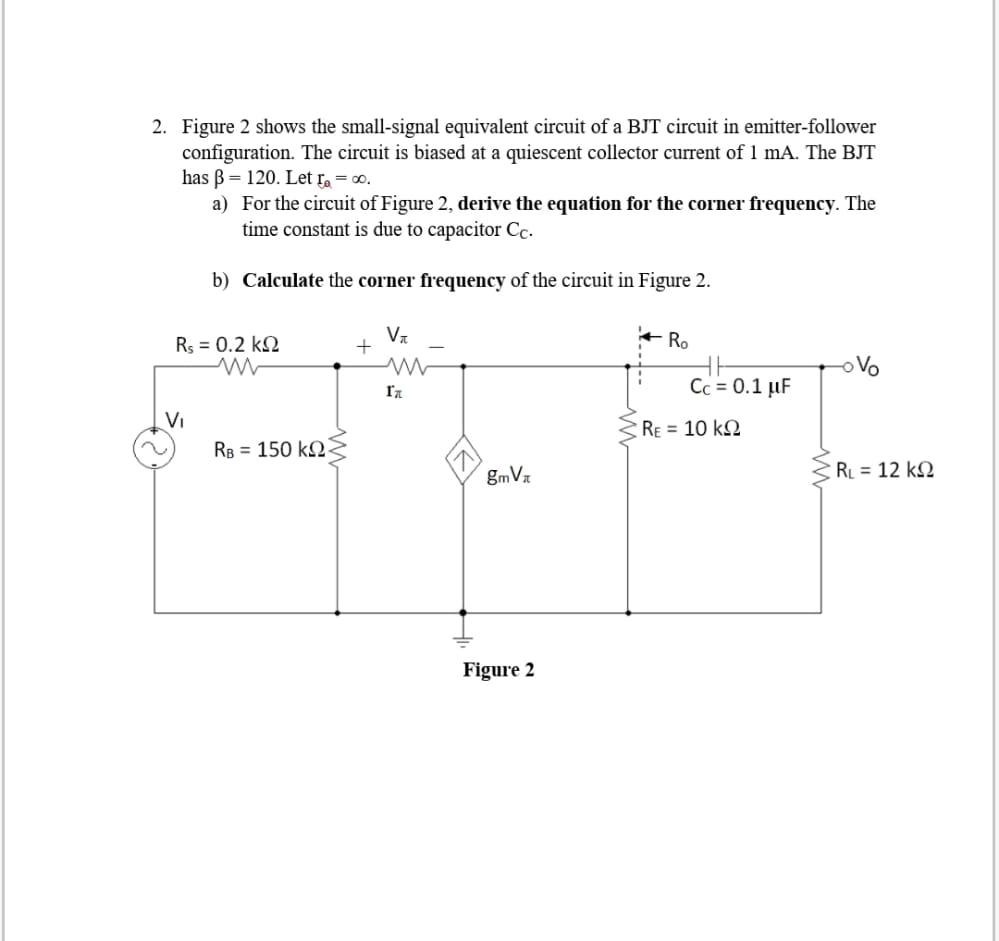 Solved 2. Figure 2 Shows The Small-signal Equivalent Circuit | Chegg.com