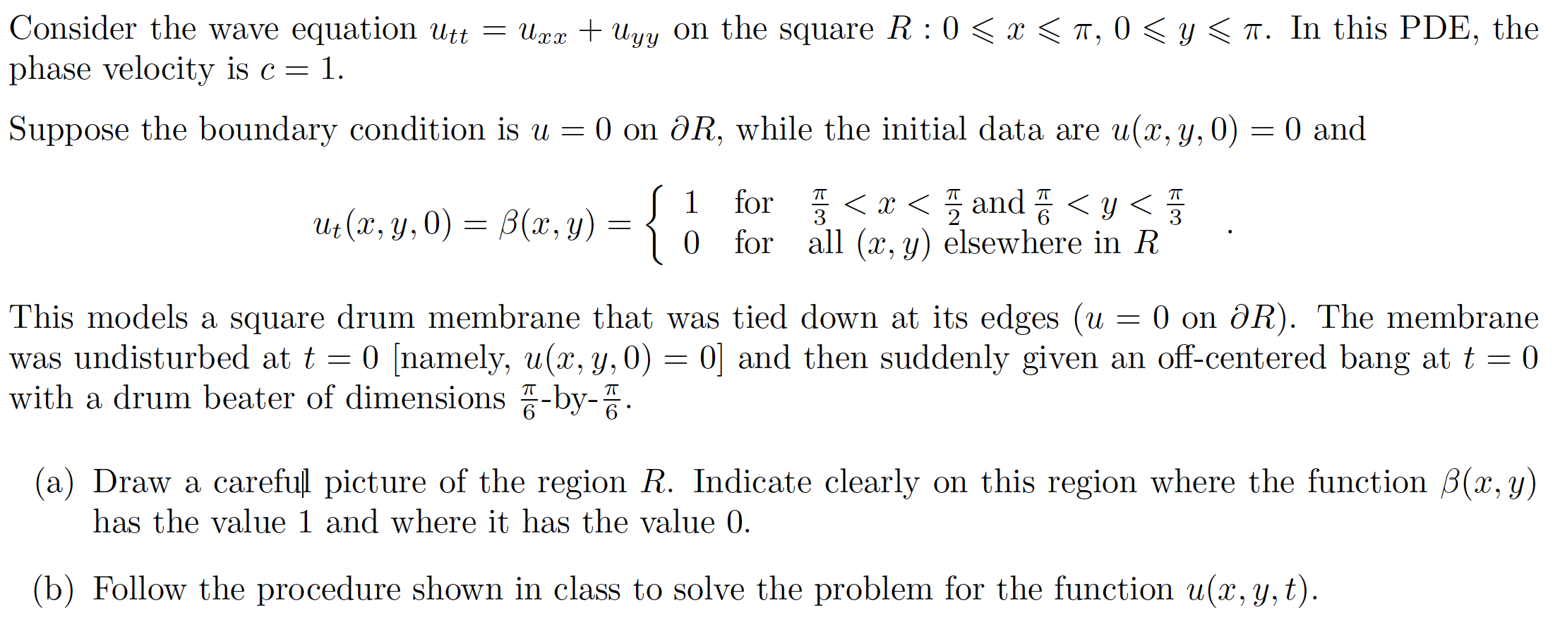 Consider the wave equation utt=uxx+uyy on the square | Chegg.com