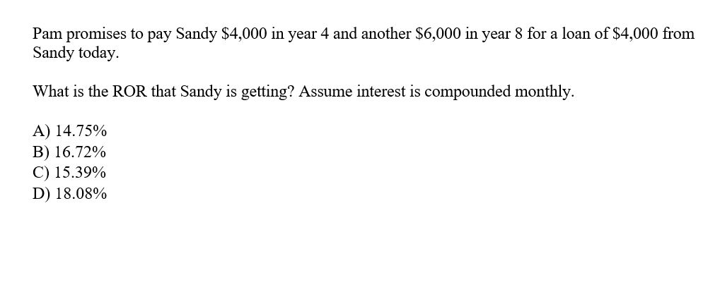 Pam promises to pay Sandy $4,000 in year 4 and | Chegg.com