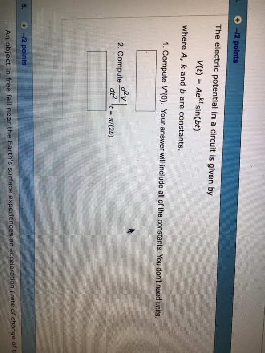 Solved O -12 points The electric potential in a circuit is | Chegg.com