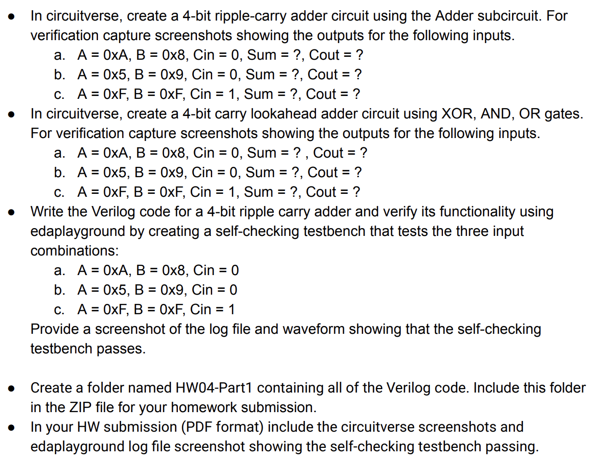 Solved - In Circuitverse, Create A 4-bit Ripple-carry Adder | Chegg.com