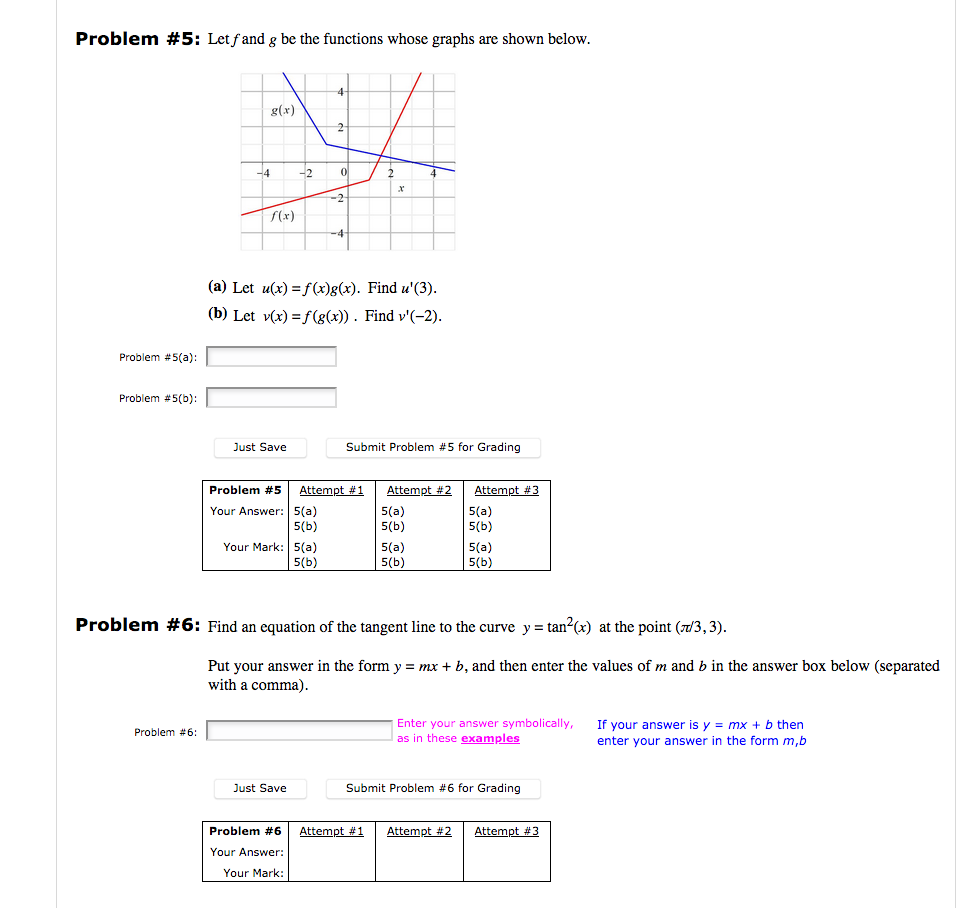 Solved Problem 5 Let F And G Be The Functions Whose Gra Chegg Com