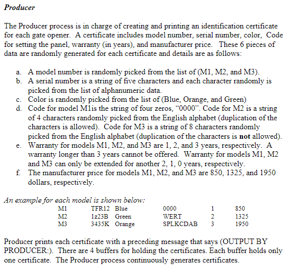 Solved Purpose: Use of semaphores Problem: The ACEE company | Chegg.com