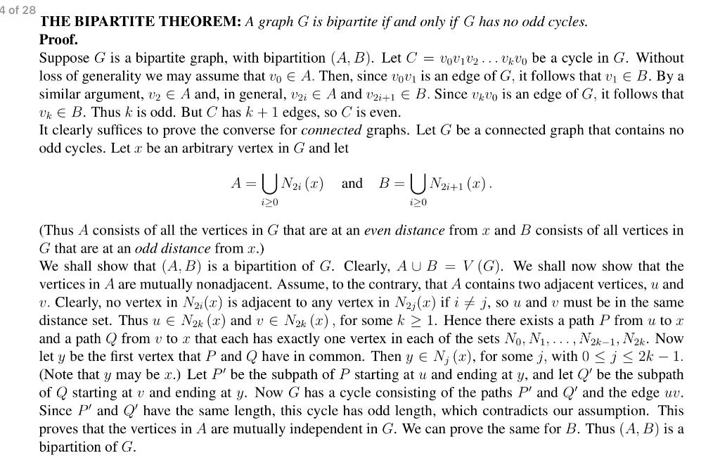 Solved ADDENDUM B: Supplement II: The Bipartite Theorem | Chegg.com