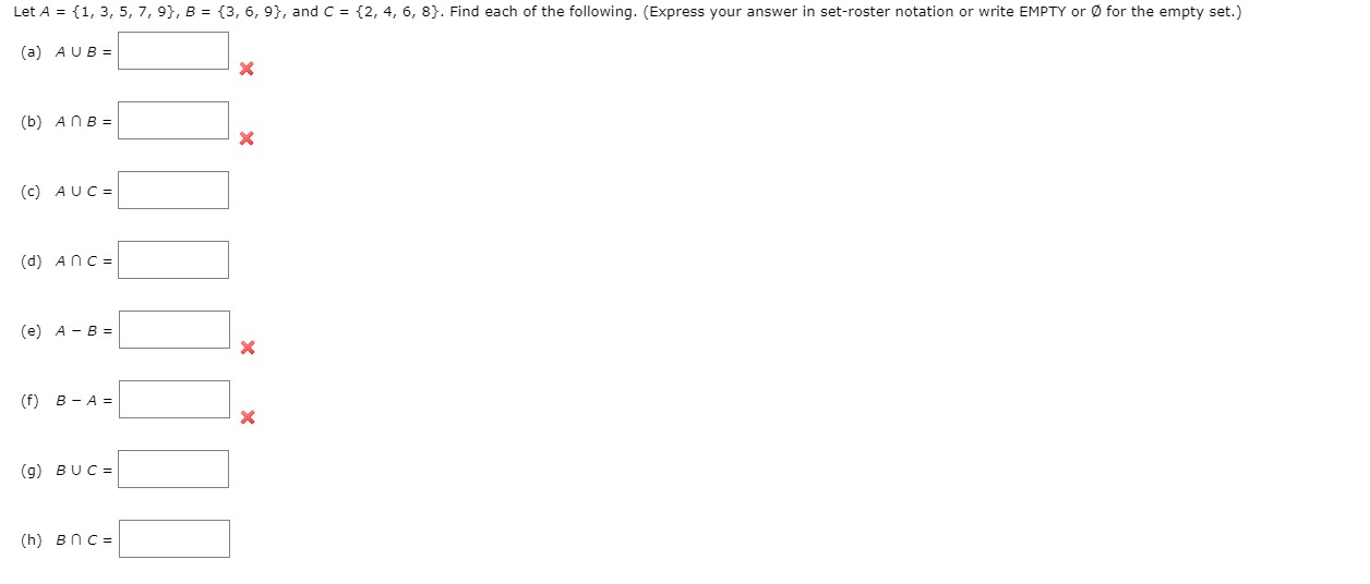 Solved Let A = {1, 3, 5, 7, 9}, B = {3, 6, 9}, And C = {2, | Chegg.com