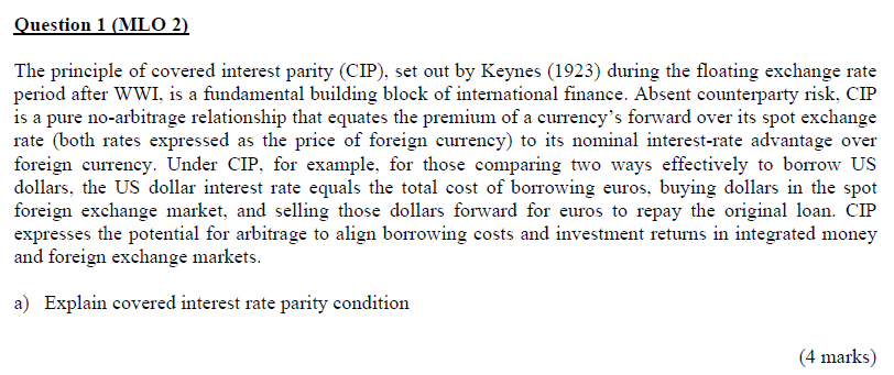 Solved The principle of covered interest parity (CIP), set | Chegg.com