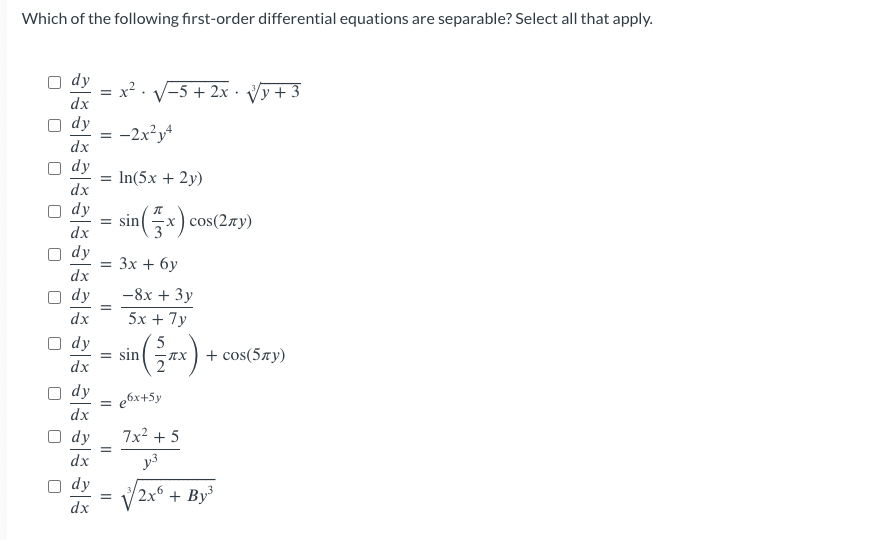 Solved Which of the following first-order differential | Chegg.com