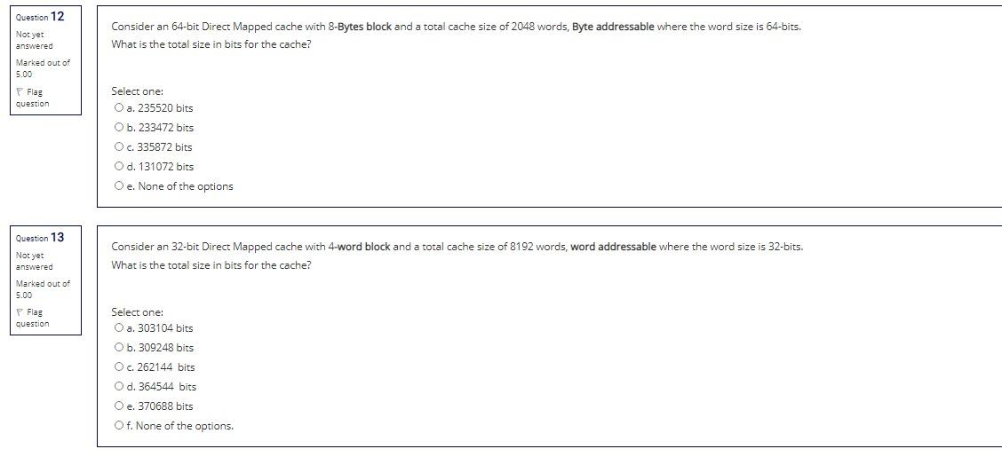 Solved Question 12 Not Yet Answered Consider An 64 Bit Di Chegg Com
