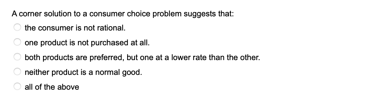 Solved A Corner Solution To A Consumer Choice Problem | Chegg.com