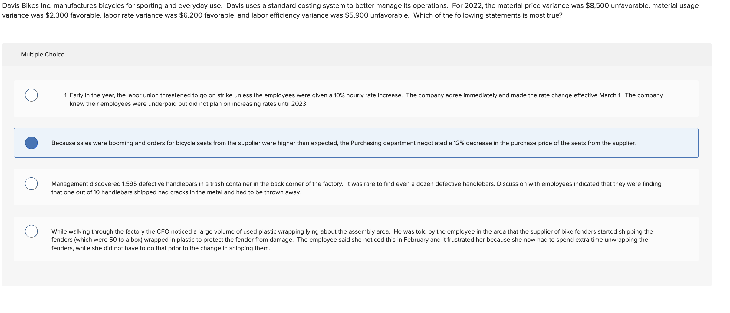 Solved variance was $2,300 favorable, labor rate variance | Chegg.com