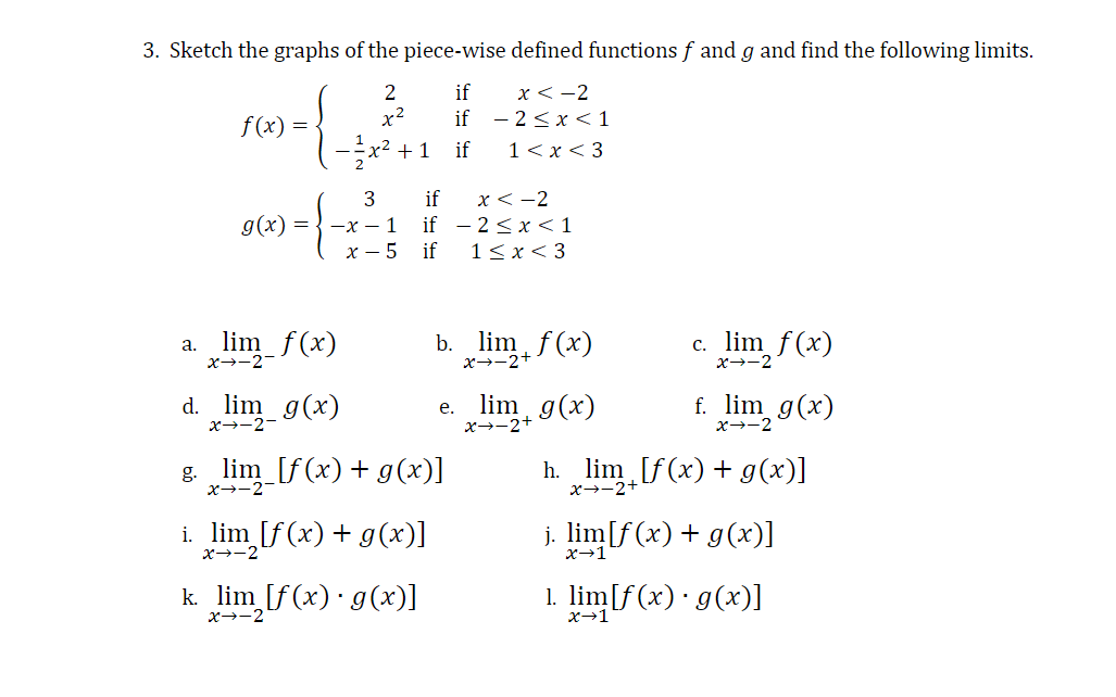 Solved 3 Sketch The Graphs Of The Piece Wise Defined Fun Chegg Com