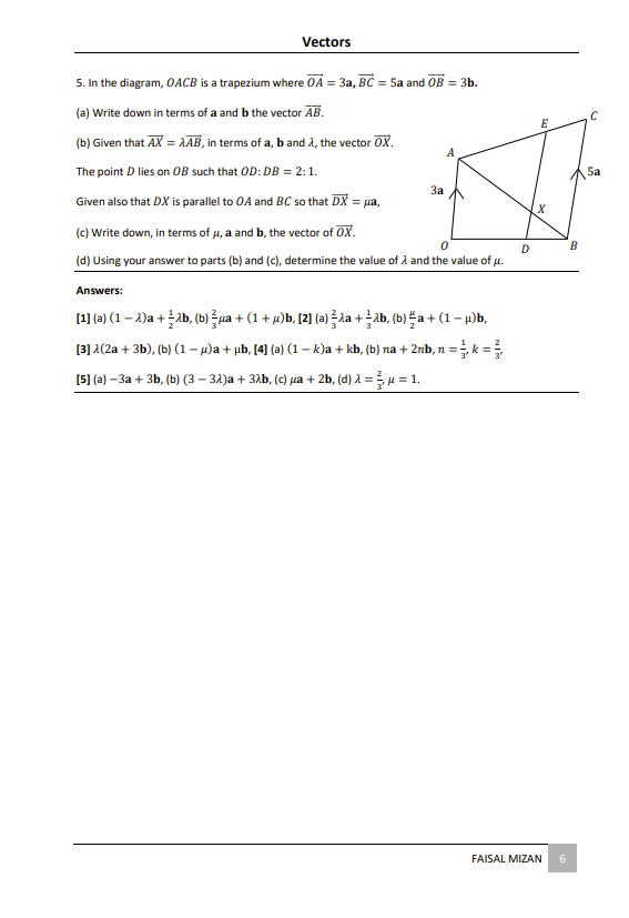 Solved Vectors с А Sa 3a X 5. In the diagram, OACB is a | Chegg.com