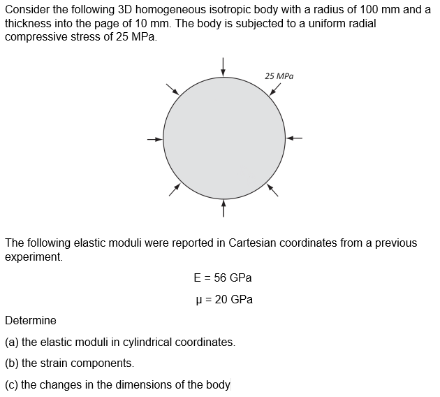 Solved Consider The Following 3D Homogeneous Isotropic Body | Chegg.com