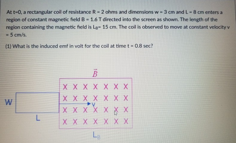 Solved what is the current in the coil in A at time | Chegg.com