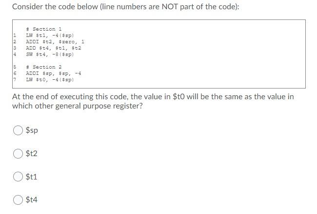 Solved Consider the code below (line numbers are NOT part of | Chegg.com