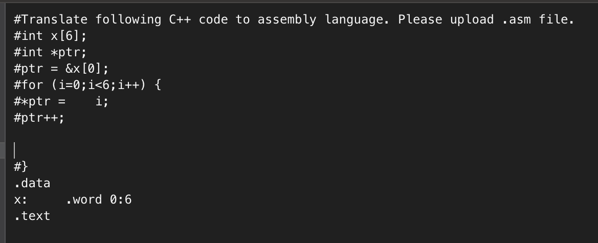 Solved #Translate following C++ code to assembly language. | Chegg.com