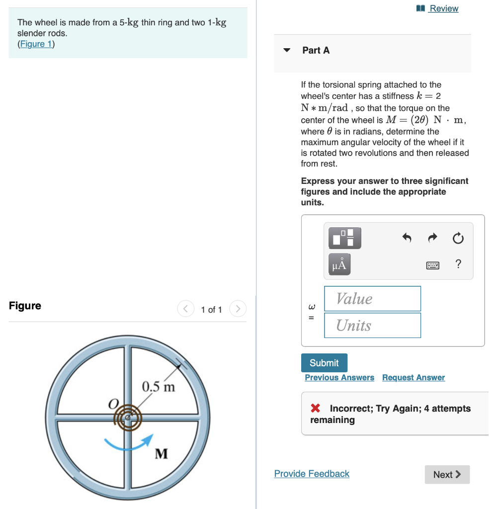 Solved Review The wheel is made from a 5-kg thin ring and | Chegg.com