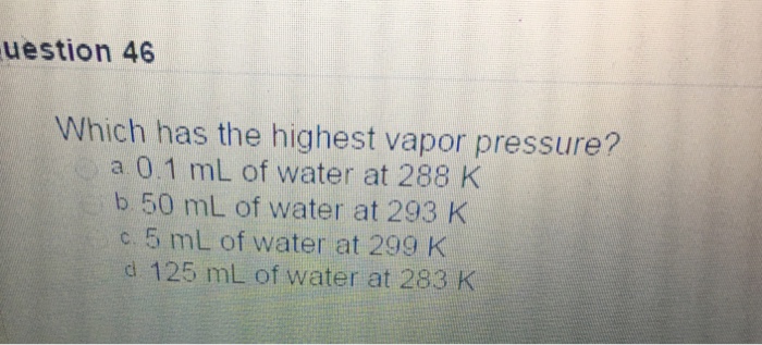 Which Has The Highest Vapor Pressure