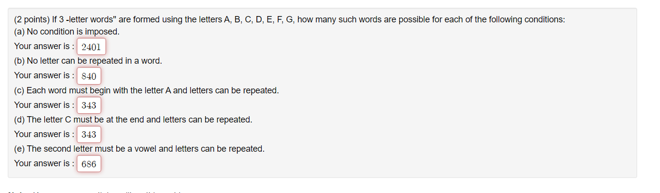 Solved (2 points) If 3 -letter words" are formed using the | Chegg.com