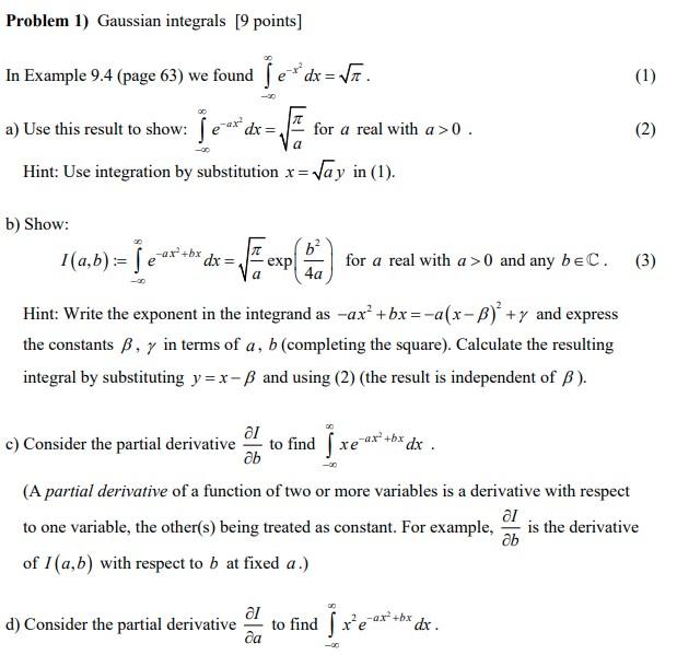 Solved Problem 1) Gaussian integrals [ 9 points] In Example | Chegg.com