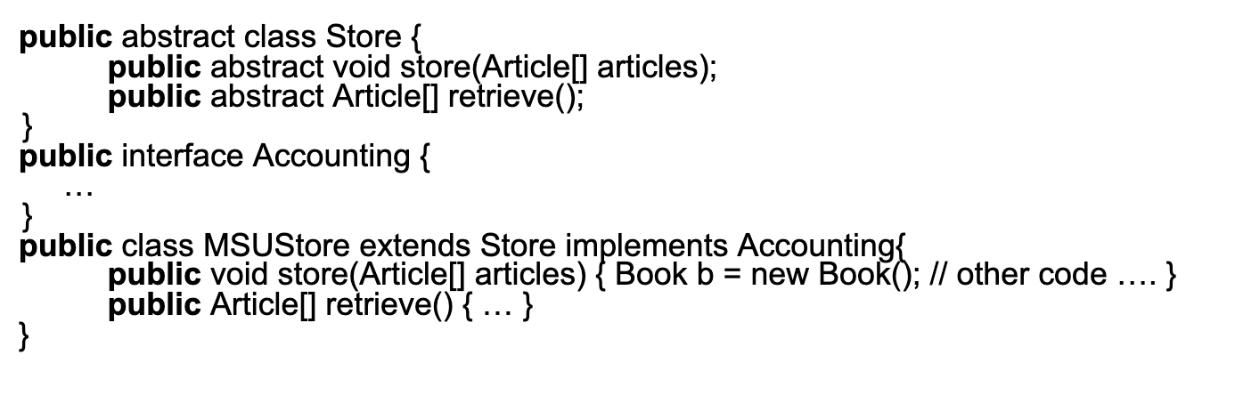 Solved public abstract class Store { public abstract void | Chegg.com