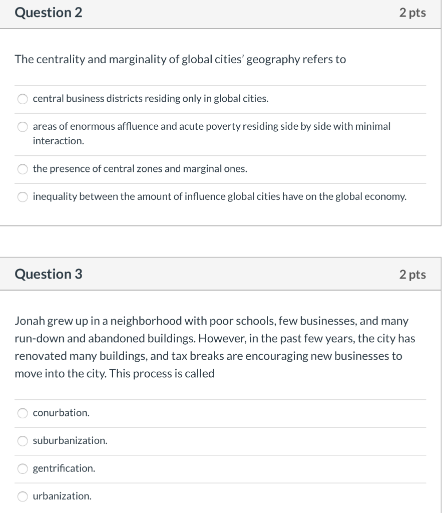 Solved Question 2 2 pts The centrality and marginality of | Chegg.com