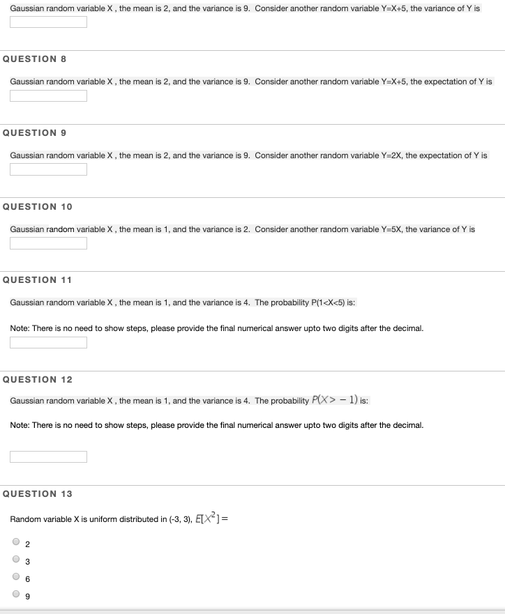 Solved Gaussian random variable X, the mean is 2, and the | Chegg.com