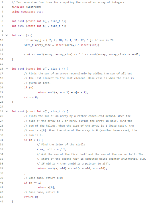 Solved See program sumarray.cpp in the given code | Chegg.com