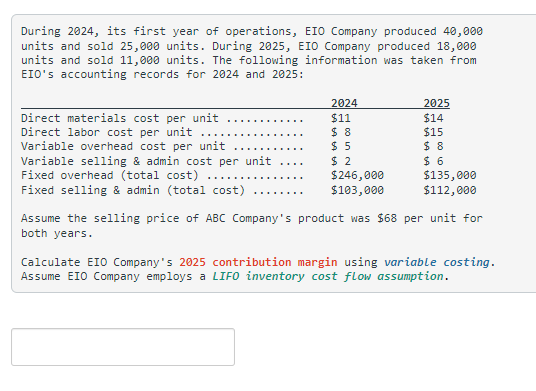 Solved During 2024 Its First Year Of Operations EIO Chegg Com   PhpgOUbvO