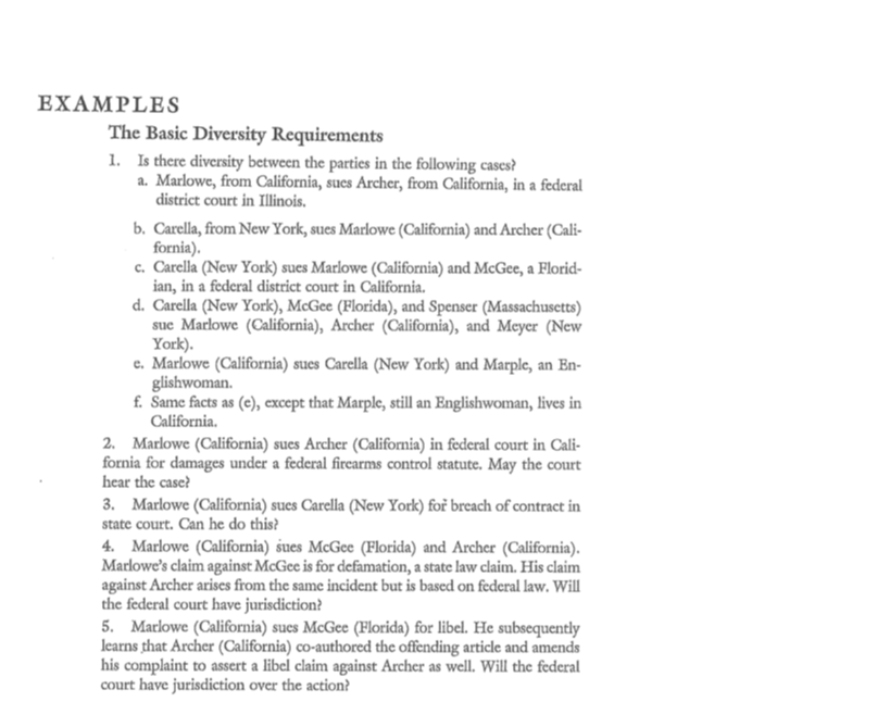 EXAMPLES The Basic Diversity Requirements 1. Is there