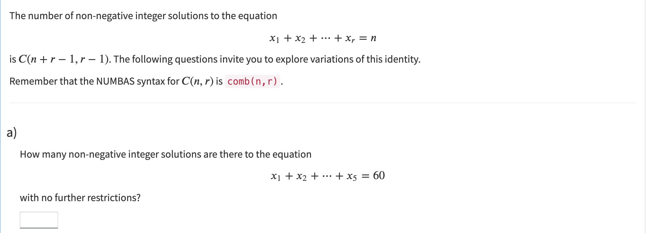 solved-the-number-of-non-negative-integer-solutions-to-the-chegg