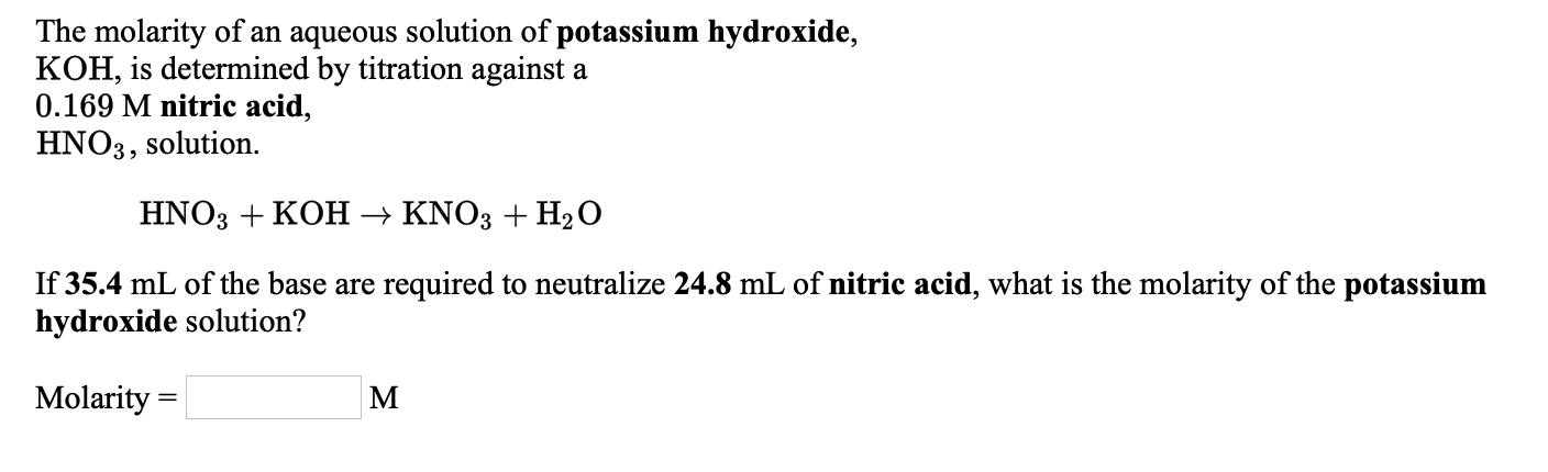 Solved The molarity of an aqueous solution of potassium | Chegg.com