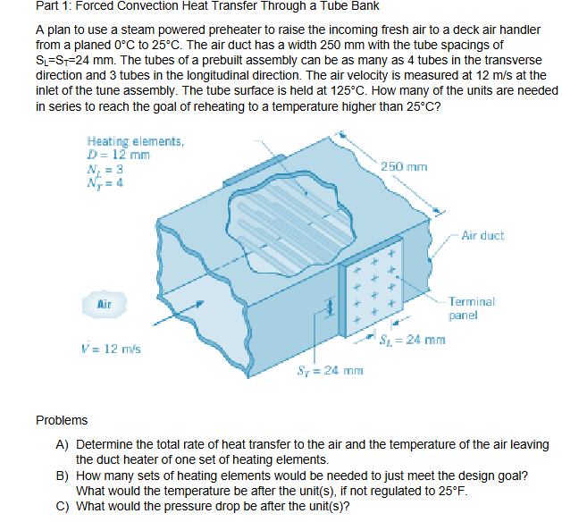 Solved by an EXPERT Part 1: Forced Convection Heat Transfer Through a ...