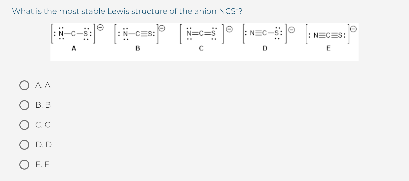 Solved What Is The Most Stable Lewis Structure Of The Ani Chegg Com