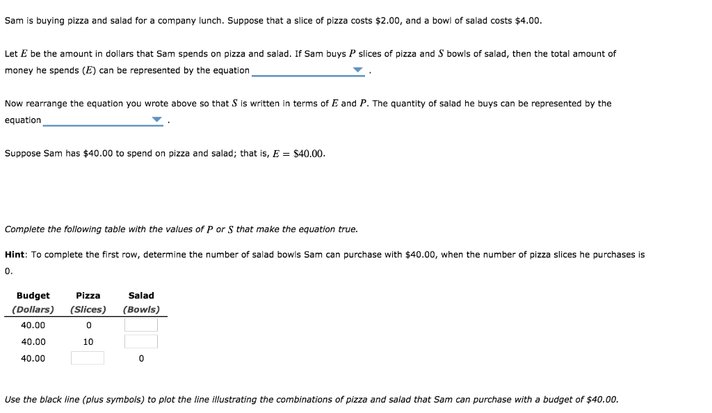 Solved Sam is buying pizza and salad for a company lunch. | Chegg.com