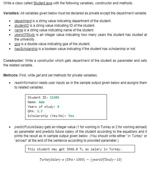 Solved Write A Class Called Student.java With The Following | Chegg.com