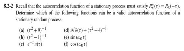 Solved 8.2-2 Recall that the autocorrelation function of a | Chegg.com