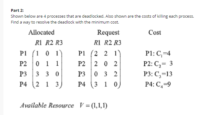Solved Part 2: Shown below are 4 processes that are | Chegg.com