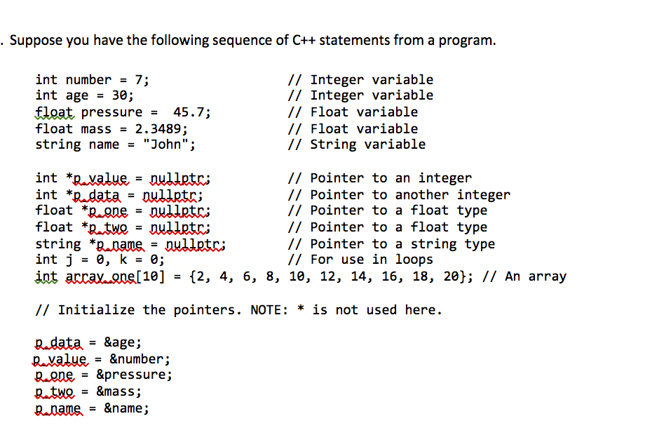 . Suppose you have the following sequence of C++