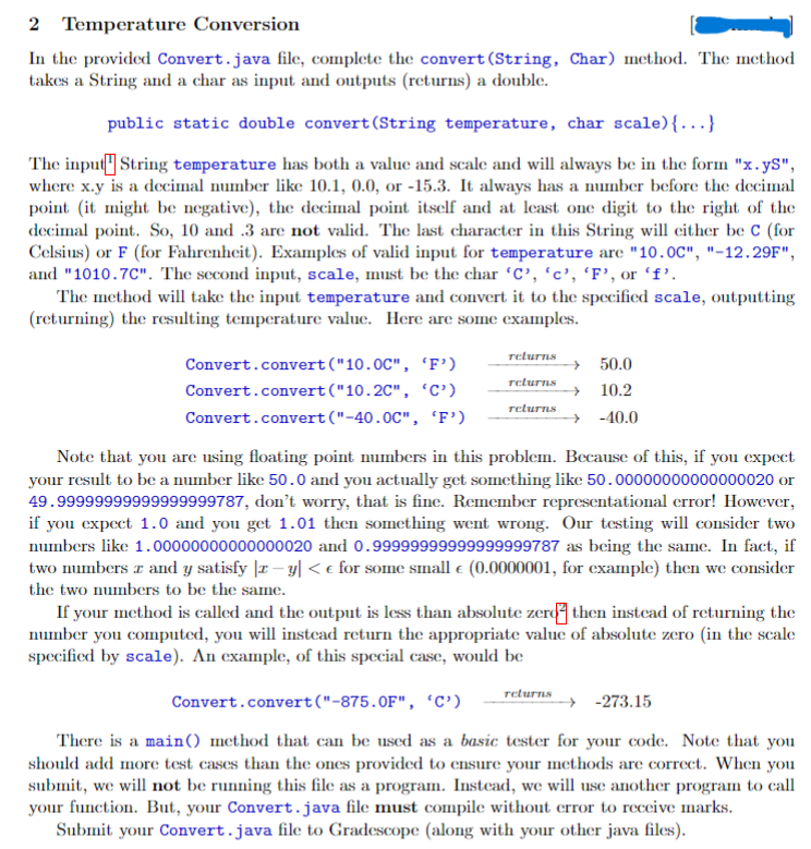 Solved 2 ﻿Temperature ConversionIn the provided Convert.java