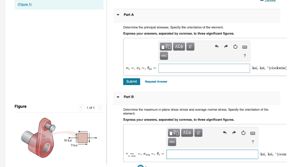 Solved (Figure 1) Part A Determine The Principal Stresses. | Chegg.com