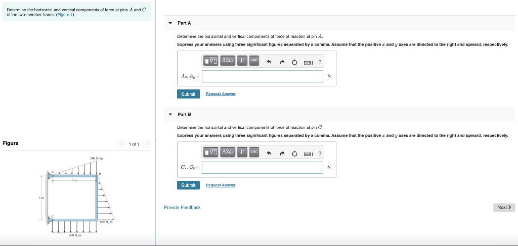Solved Determine the horizontal and vertical components of | Chegg.com