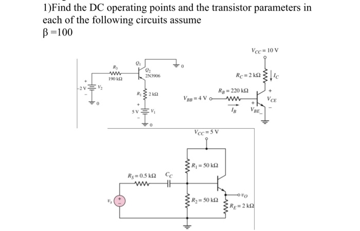 Solved 1)Find the DC operating points and the transistor | Chegg.com