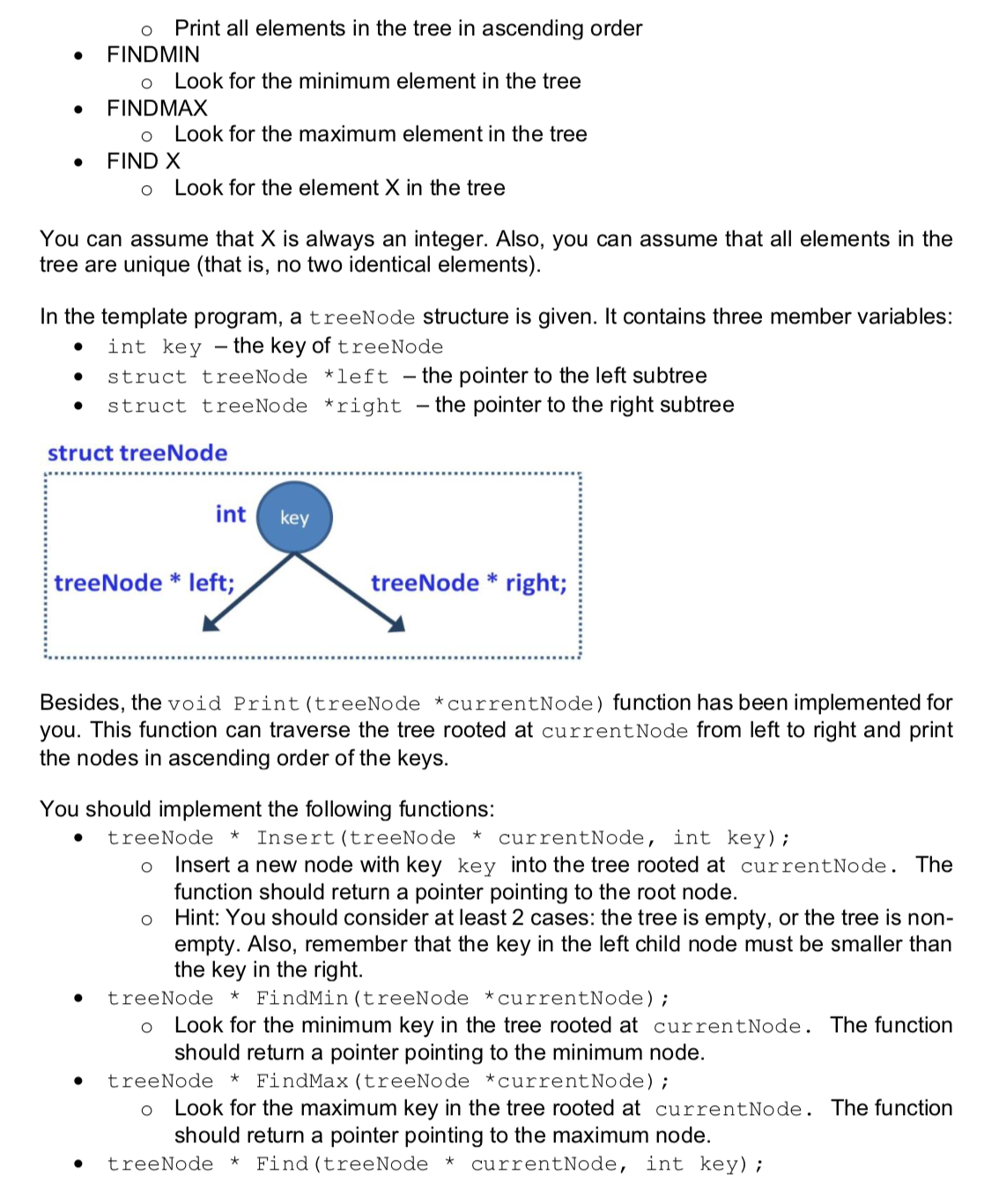 Solved Problem 2: Binary Search Tree in C [50\%] A Binary | Chegg.com